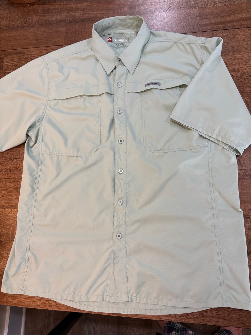Simms Guide Series Shirt Mens Sz L Fishing Short Sleeve Button Up Vented‎